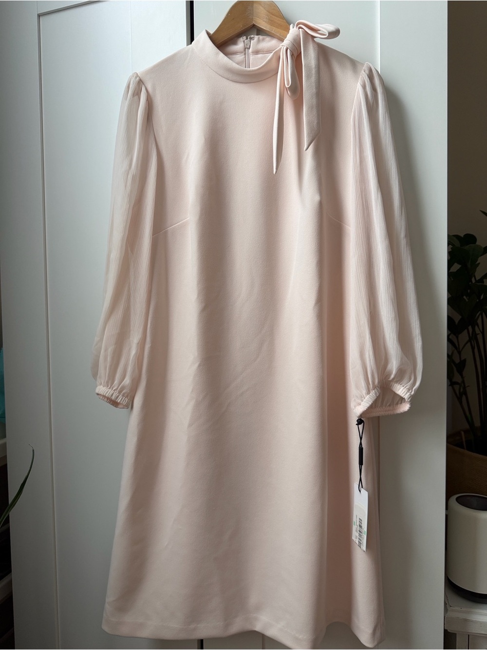 Calvin Klein Soft Pink Tie-Neck Shift Dress